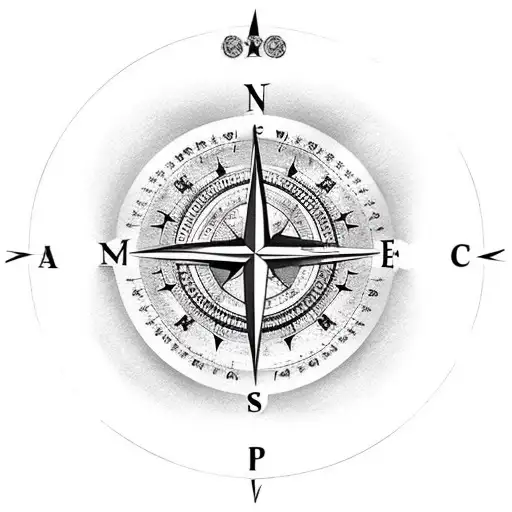 Compass With Christian Alpha And Omega Symbol On The Compass Face