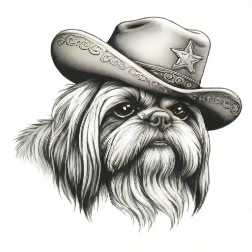 Shih Tzu With Cowboy Hat
