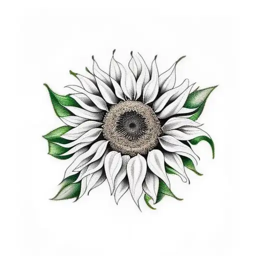 Sunflower With Robin Sat On Stem