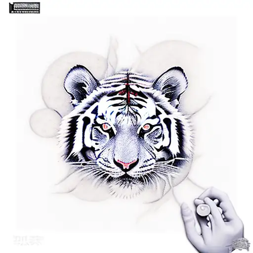 Joker With Poker And Tiger With Blue Eyes And Life's Tree