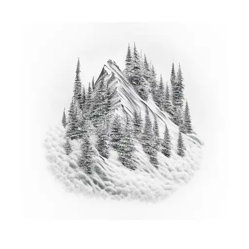 Sleeve Tatto Mountain Scence With Golf Green And Flag