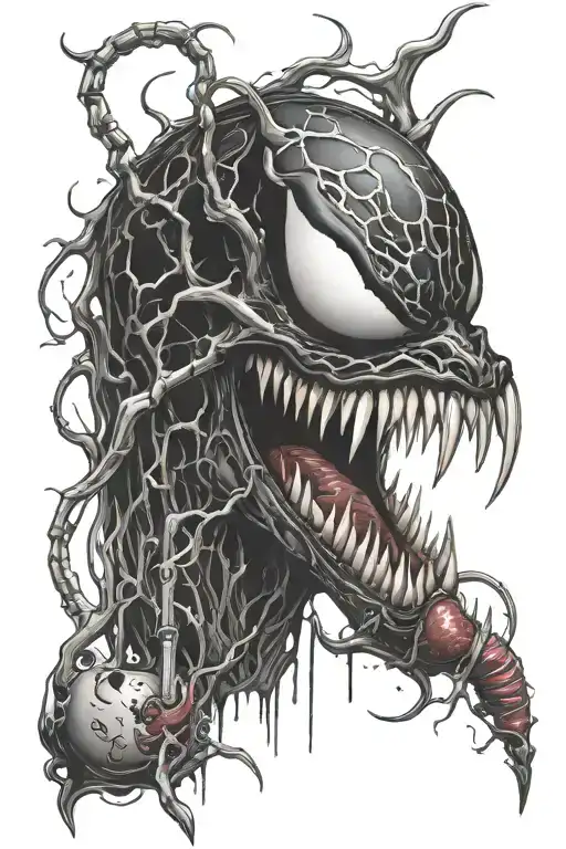 Venom Face With Syringes Behind