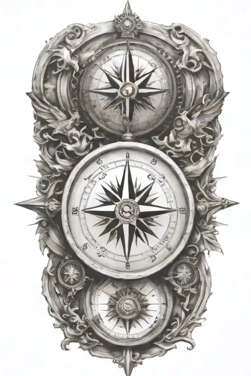 Compass And Globe Surrounded