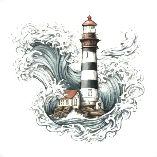 Lighthouse Waves Crashing