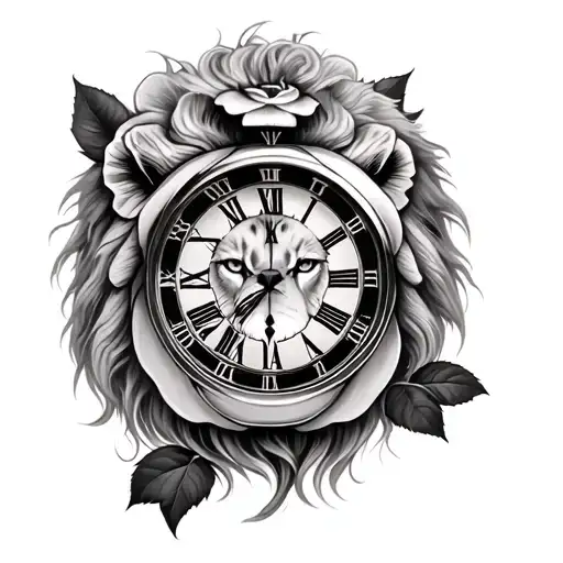 Rose Time Clock Lion