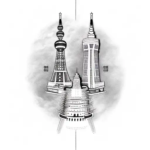 Military And Korean Seoul Tower And Korean Words