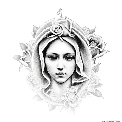 Virgen Mary With Roses