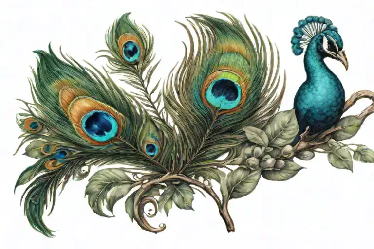 Peacock Feathers And Flute