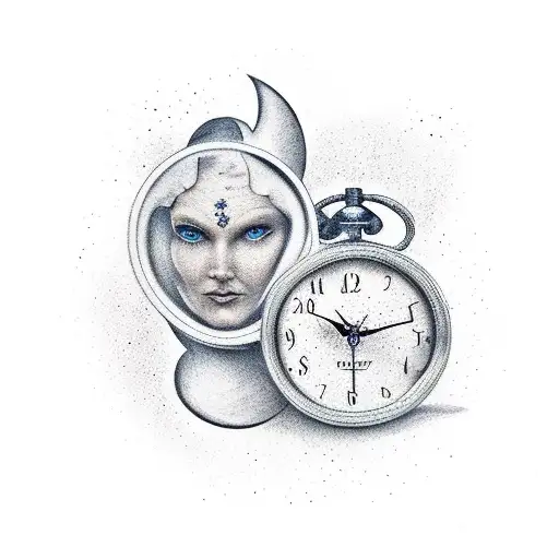 Father Time And Mother Nature Back To Back - Forming A Clock - White Background - No Skin