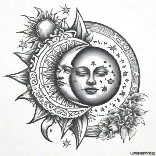 Sun Hugs The Moon And Stars