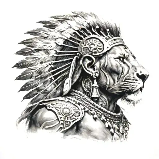 African Warrior With Lion Headdress
