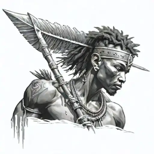 African Warrior Holding Spear