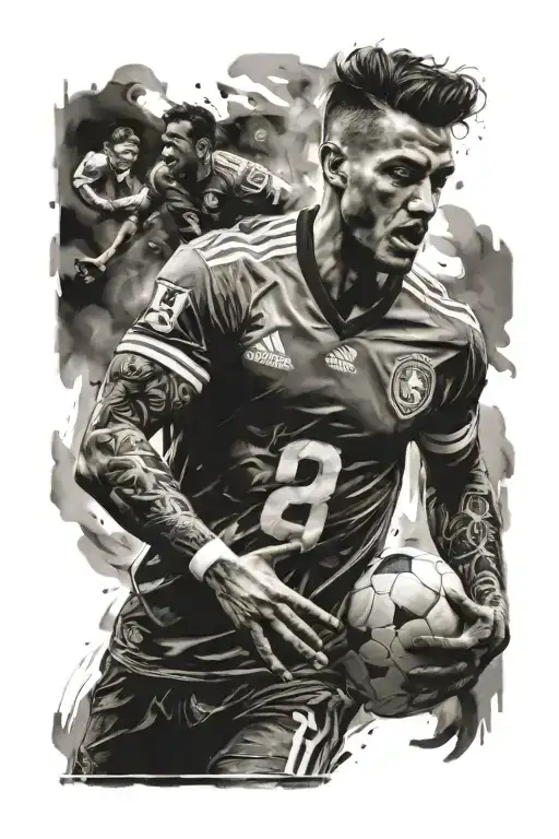 Football Player Surrounded