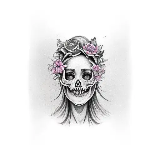 Girl With Skull Left Face
