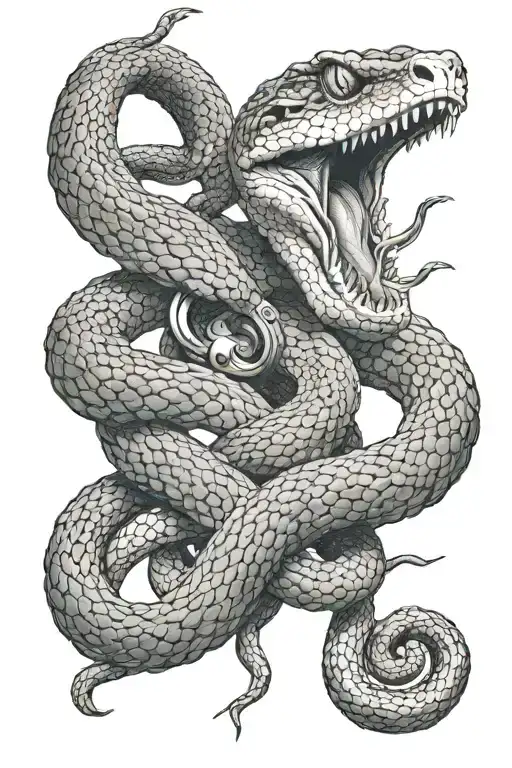 Snake Holding A Gun In Its Mouth