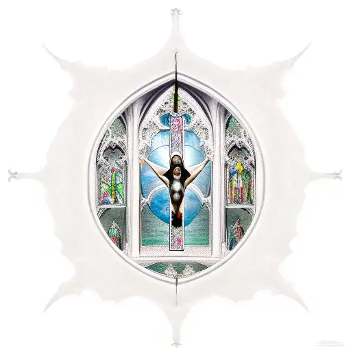 Gothic Window With Praying Sexy Nun