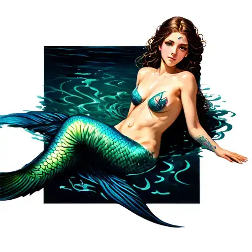 Mermaid Girl Lounging