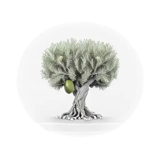Olive Tree In Hexagonal Frame