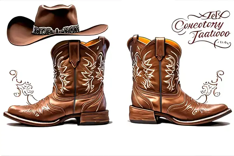 Cowboy Hat Hanging On Cowboy Boots