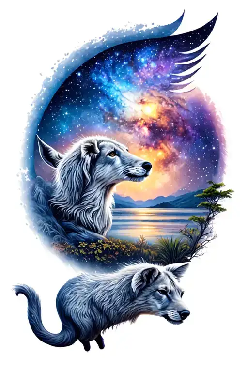 Galaxy And Animals In Nature