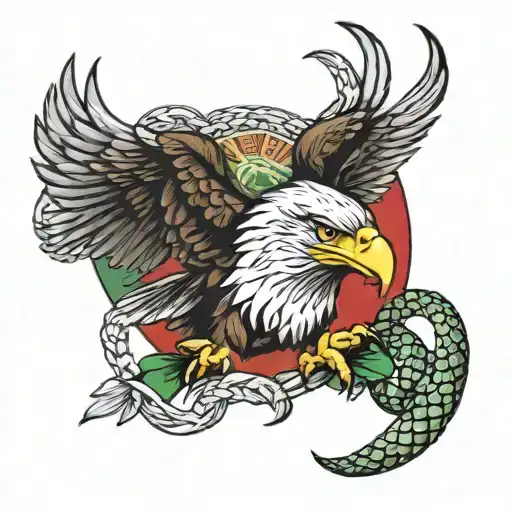 Eagle Eating Snake Mexican Flag