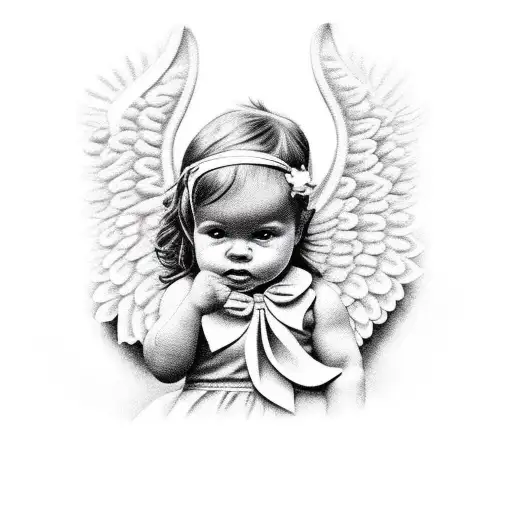 Brown Skinned Angel Baby Girl With Bow