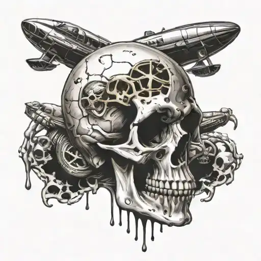 Skull Whose Brain Is Being Removed By A Ufo With The Phrase Memento Mori
