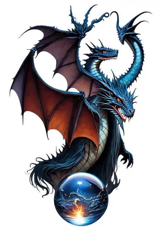 Fantasy With Wizards And Dragons And Crystal Ball