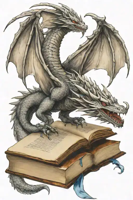 Medieval Dragon Flying Over A Book
