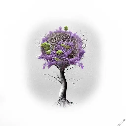 Woman Looks Like A Tree With Purple Leaves
