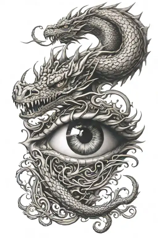 Dragon And Eye Symbol Integrated