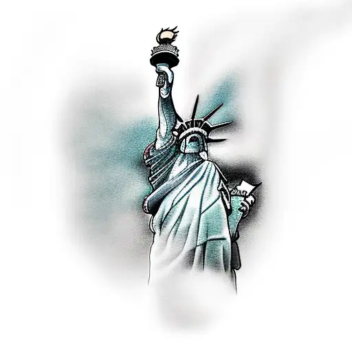 Dragon Wrapped Around Statue Of Liberty