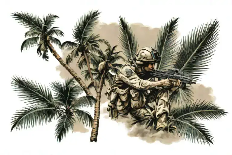 Soldier And Palm Tree Made