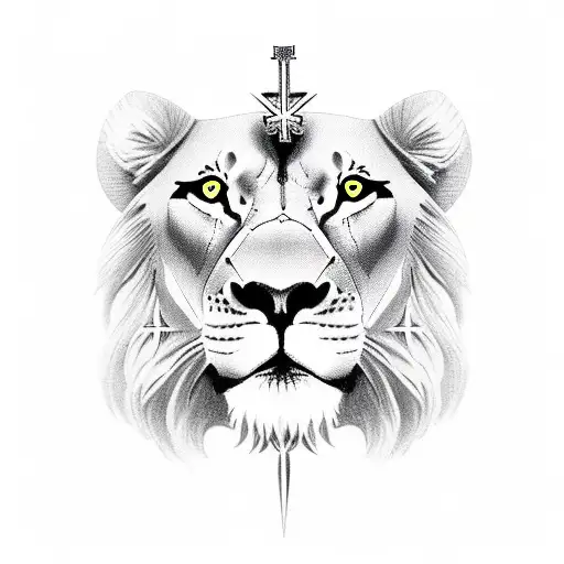 Christian Cross And A Lion Sleeve