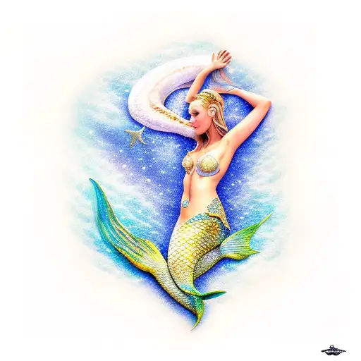 Mermaid Sitting On Stars