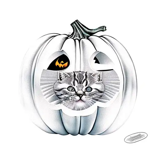 Cat Inside Pumpkin