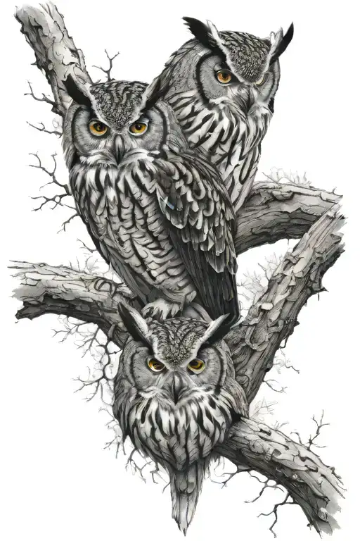 Dense Forest With Eagle Owls