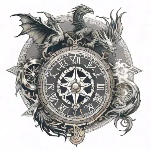 Dragon And Phoenix Vegvisir Viking Compass