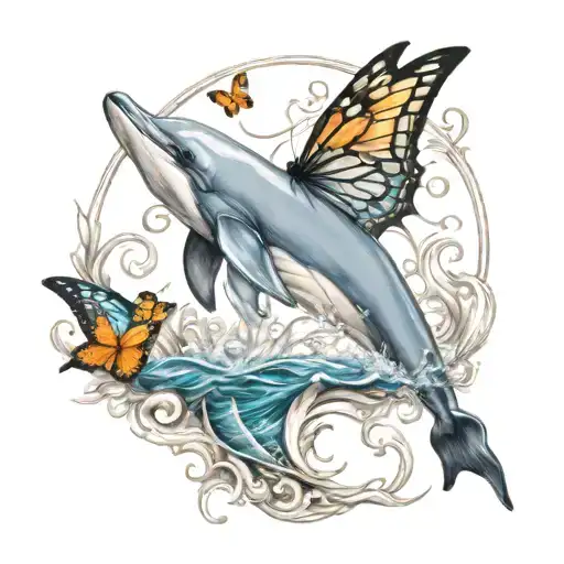 Dolphin And Butterfly