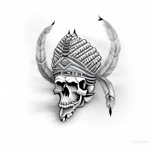 Indian Skull With Plume