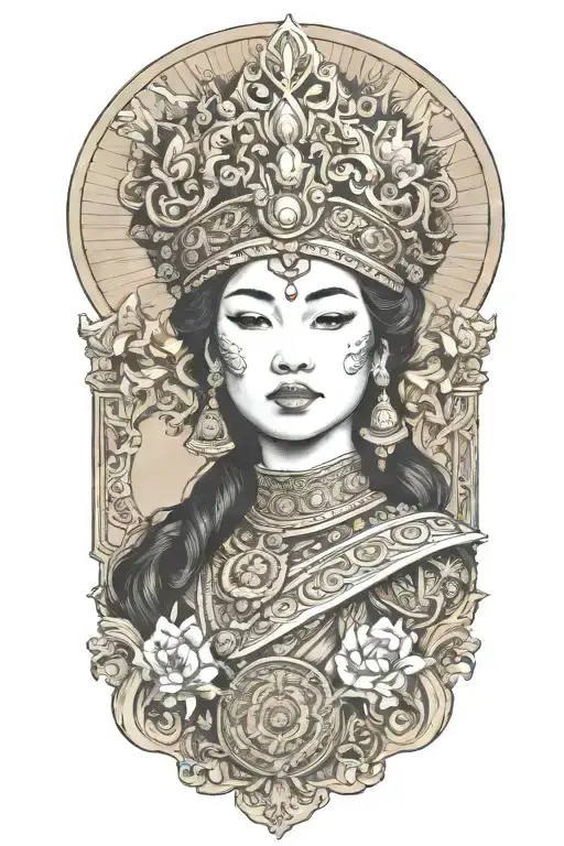 Ship Figurehead Of A Maiden Wearing Golden Thai Headress