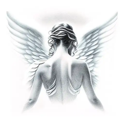 Angel Female Backside With Heaven Stairs