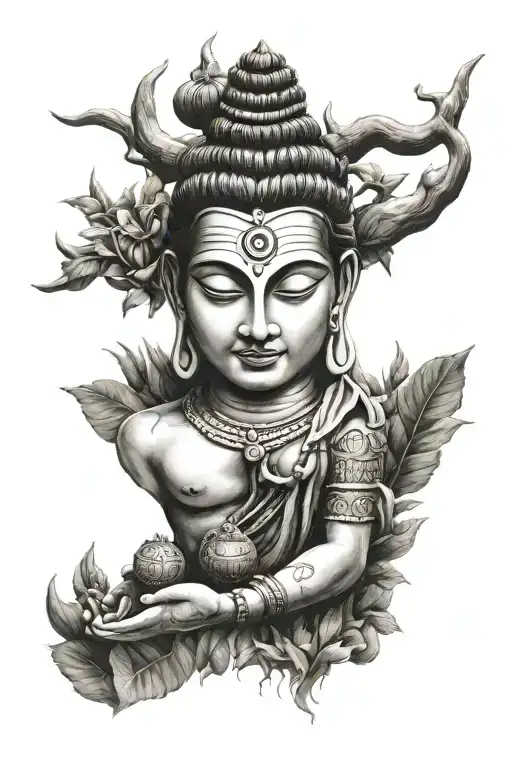 Lord Shiva With Buddha Surrounded