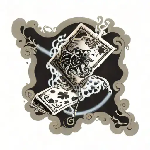 Realistic Arm Sleeve Bull Riding Flare With Aces Over Eights Cards