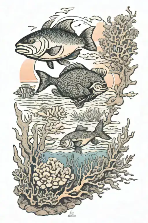 Coral Reef And Sunset Sky