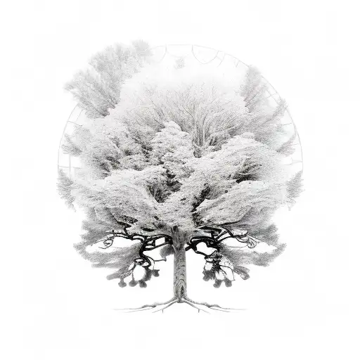 Nordic Tree Of Life Merged With Scottish Highland Landscape