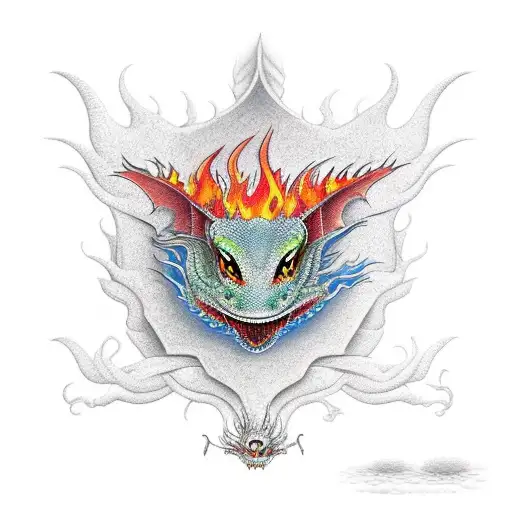 Fiery Dragon Flying Through Mushrooms