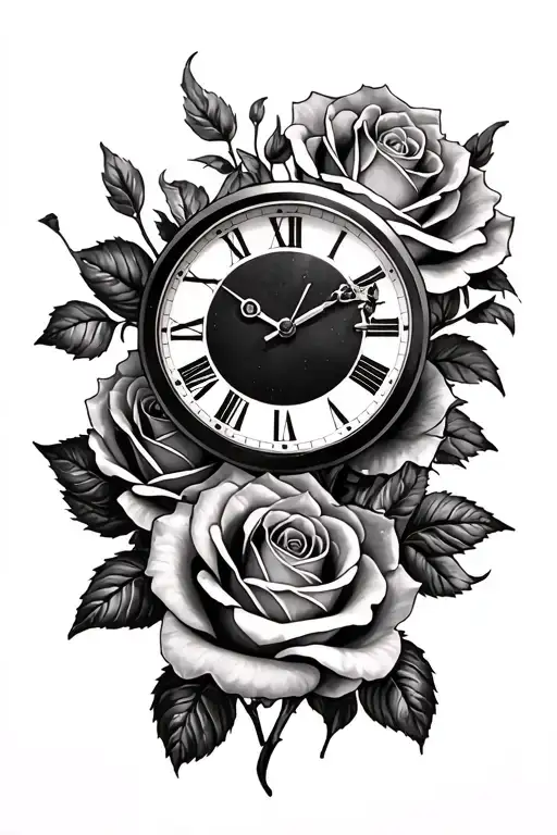 Roses And Clock