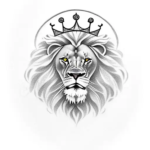 Lion With Red Eyes And Crown