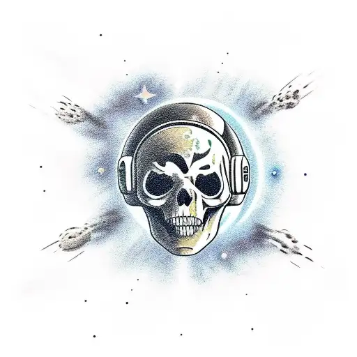 Dead Astronaut On Black Galactic Background